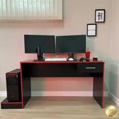 EXIT - Escritorio Gamer Negro Rojo 160x55,5x74,5 cm
