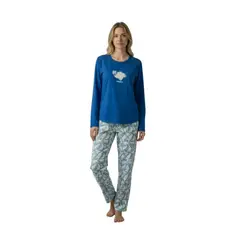 DELIBERANCE - Pijama Oso Polar Bordado Azulino