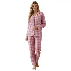 DELIBERANCE - Pijama Escocés Abotonado Estampado