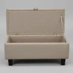 BLOCCARE - Banqueta Piecera Baúl de 90 cm - Tapiz Genova (Color Beige)