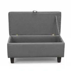 BLOCCARE - Banqueta Piecera Baúl de 90 cm - Tapiz Genova (Color Gris)