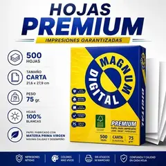 MAGNUM - Resma Papel Fotocopia Tamaño Carta 500 Hojas 75 Grs