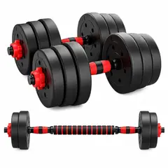 GENERICO - Set De Mancuernas 20kg Barra Armable Ajustable Pesas Discos