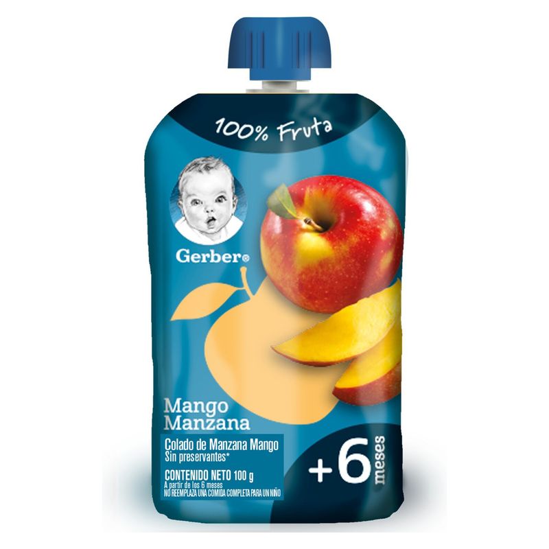 GERBER - Compota GERBER Manzana Mango Pouch 100g Pack X6