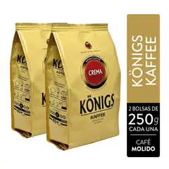 CAFFESSO - Pack x2 Café Molido Konigs Premium Crema Arábica 250g Doypack