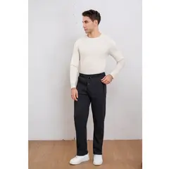 LIKE SHOP - Pantalón Buzo Hombre Recto Forro Interior Polar Bolsillos Cierre 7161