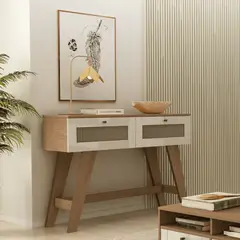 EXIT - Aparador Arrimo Trama 2 Cajones Cerezo/Off White 110x33x80 Cm