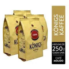 CAFFESSO - Pack x4 Café Molido Konigs Premium Crema Arábica 250g Doypack