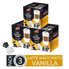 CAFFESSO - Pack x48 Cápsulas de Café Vanilla Latte Macchiato Para Dolce Gusto René Coffee 3 Cajas