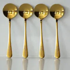 CAFFESSO - Pack x4 Cucharas De Café Golden Acero Inoxidable