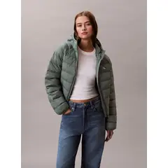 CALVIN KLEIN - Parka Acolchada Ligera con Gorro Verde