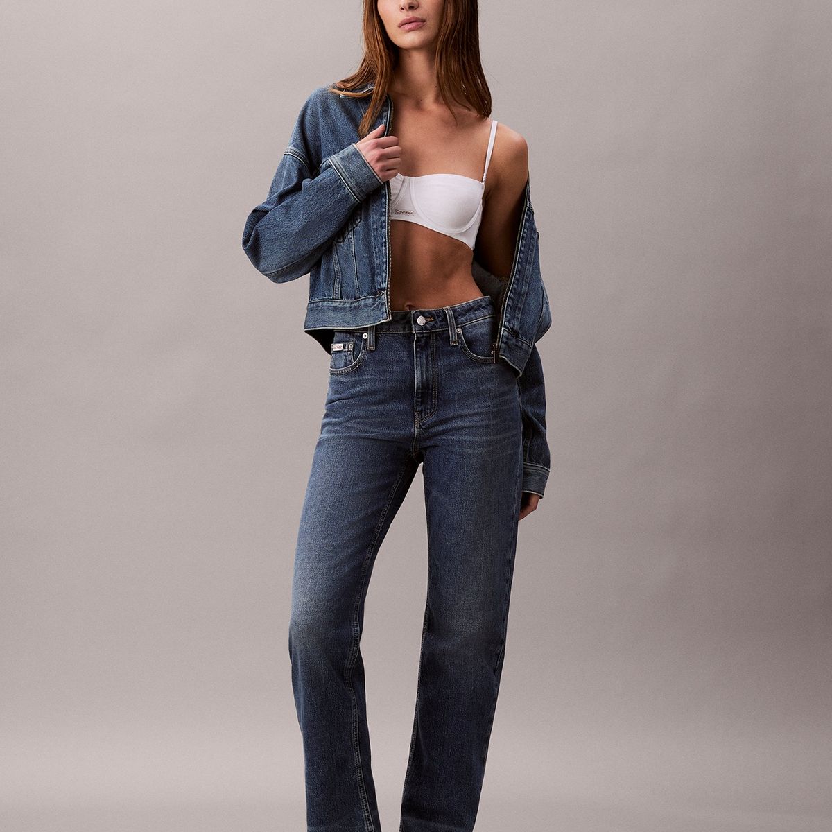 CALVIN KLEIN - Jeans High Rise con Acabado Stanton Azul Calvin Klein