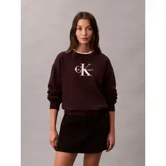 CALVIN KLEIN - Polerón Relaxed con Logo Estampado Cafe