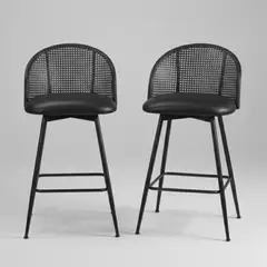 PANDALINO - Pack 2 taburete Bar Carolla Negro 62 cm - Asiento Giratorio 360°