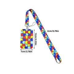 GENERICO - Lanyard Porta Credencial Vertical Autismo Rompecabezas
