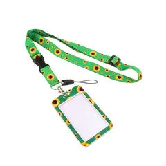 GENERICO - Lanyard Porta Credencial Vertical Girasoles Ajustable Broche
