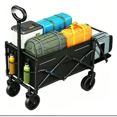 GENERICO - Carro Camping Plegable Con Ruedas Y Puerta Trasera Abierta