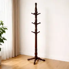 GENERICO - Perchero de Piso - Colgador de Madera de Roble Color Cafe Oscuro