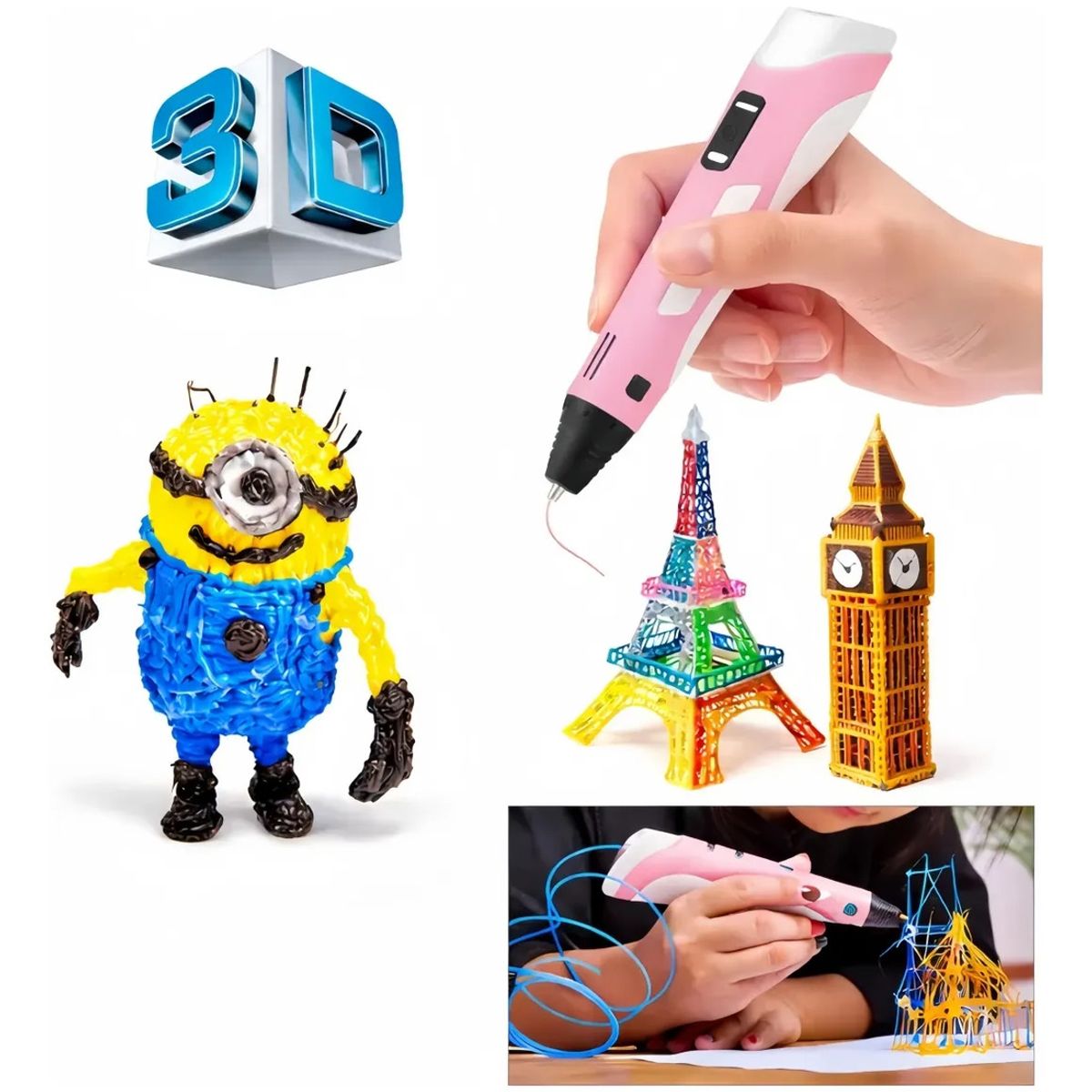 VIDA BUENAS - Pack Lapiz Boligrafo Impresora 3d Dibujos + 12 Filamentos