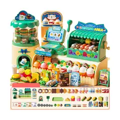 ATURE - 4 En 1 Juguete Alimentos De Juguete, 71 Pcs - Registradora Verde