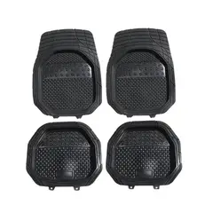 GENERICO - Alfombrillas Auto PVC Impermeables Recortables 4 Piezas Negro