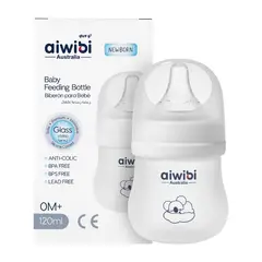 AIWIBI - Mamadera Anticólico De Vidrio Silicona 120ml