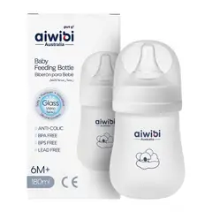 AIWIBI - Mamadera Anticólico De Vidrio Silicona 180ml