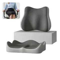 ATURE - Cojin Lumbar Ergonomico Y Asientopara Sillas Color Grisclaro