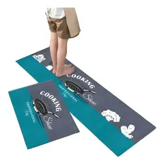 GENERICO - Alfombra Para Cocina Piso Entrada Baño 1 Grande+1 Chica