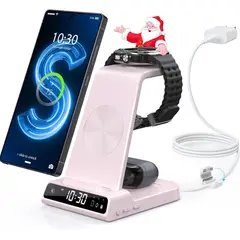 SAMSUNG - Cargador Inalambrico 3 en 1 S25 S24 S23 Buds Reloj con Reloj