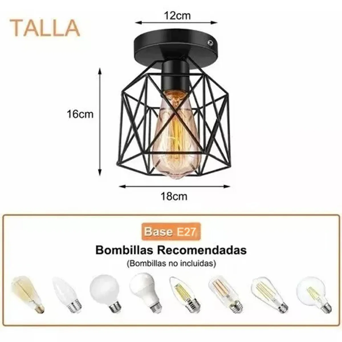 TNAKIEX - Lámpara Colgante de Techo con Jaula Metal 2 Piezas Negro
