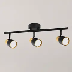 SPACE HOME - Luminaria Sobrepuesta Triple Híades Negro-Dorado Base GU10 Máx. 40W Diseño Moderno