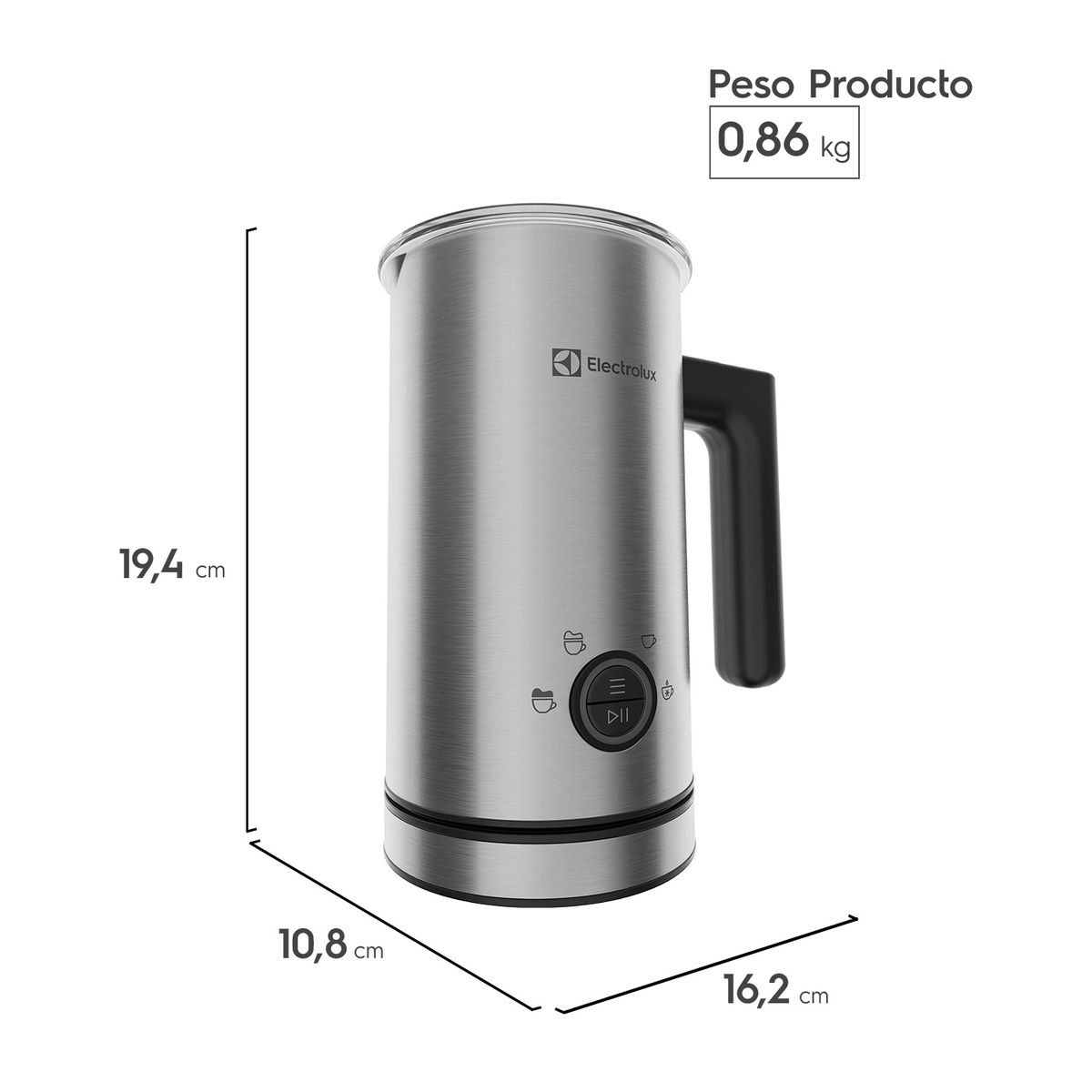 ELECTROLUX - Espumador de Leche Electrolux 300ml 460W EMF10 Acero Inoxidable