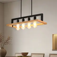 GENERICO - Lámpara Colgante Diseño Madera Industrial Vintage