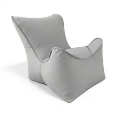 AMOLDA - Puff Sillón marca AMOLDA, tela FELPA GRIS, relleno perlitas de plumavit.