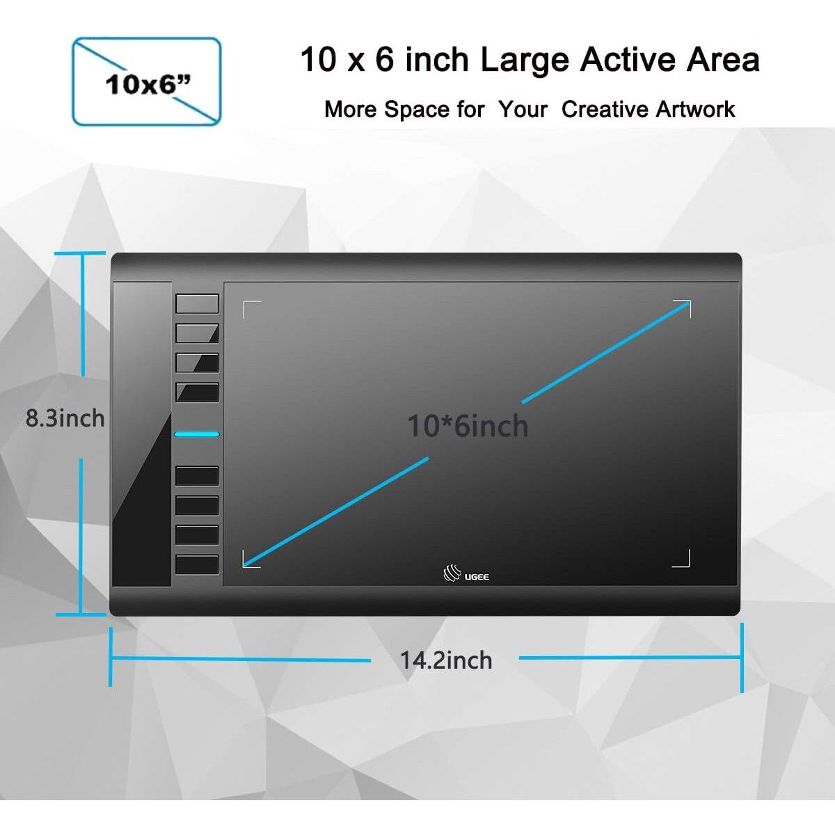 UGEE - Tableta Grafica UGEE M708 10x6 Pulgadas 16384 Niveles USBC