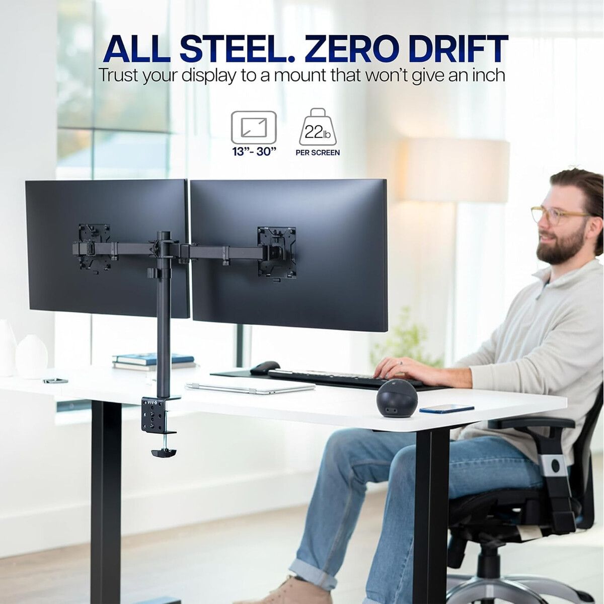 VIVO - Soporte VIVO Doble Monitor Escritorio 1330 Pulg VESA