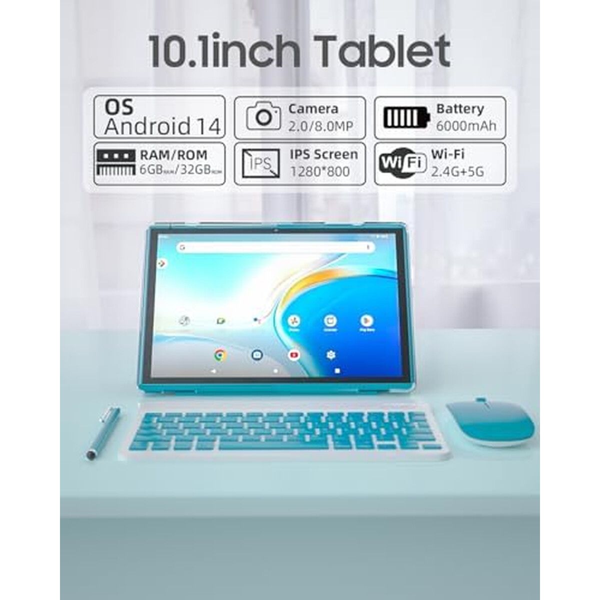 GENERICO - Tablet ATOZEE 2 en 1 Android 14 10.1 32GB con Teclado