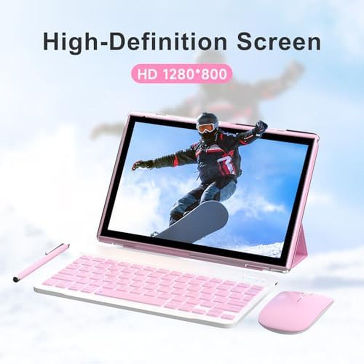 GENERICO - Tablet RUIQIAI 10.1 Android 15 8GB 32GB Teclado Rosa