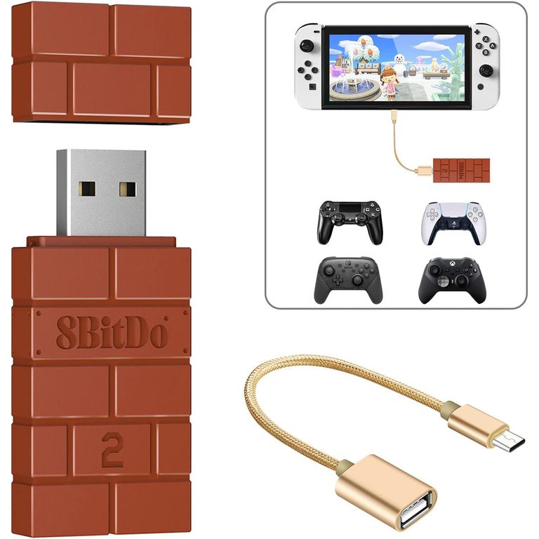 8BITDO Adaptador USB Inalambrico 2 para Switch PS5 Xbox