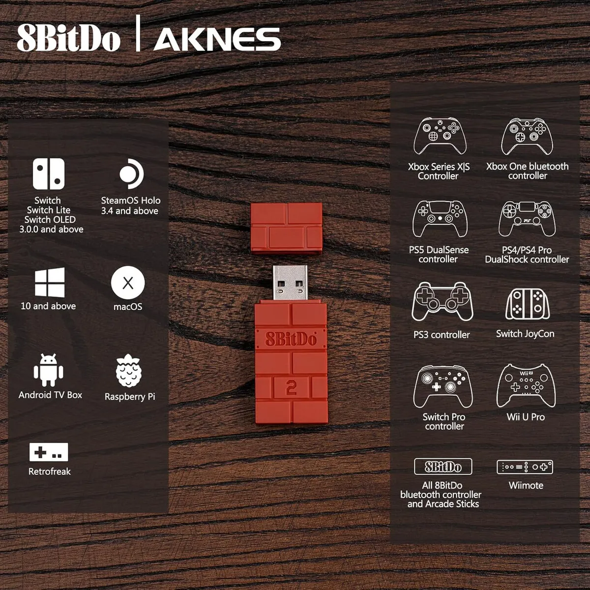 8BITDO - Adaptador USB Inalambrico 8BitDo 2 para Switch PS5 Xbox