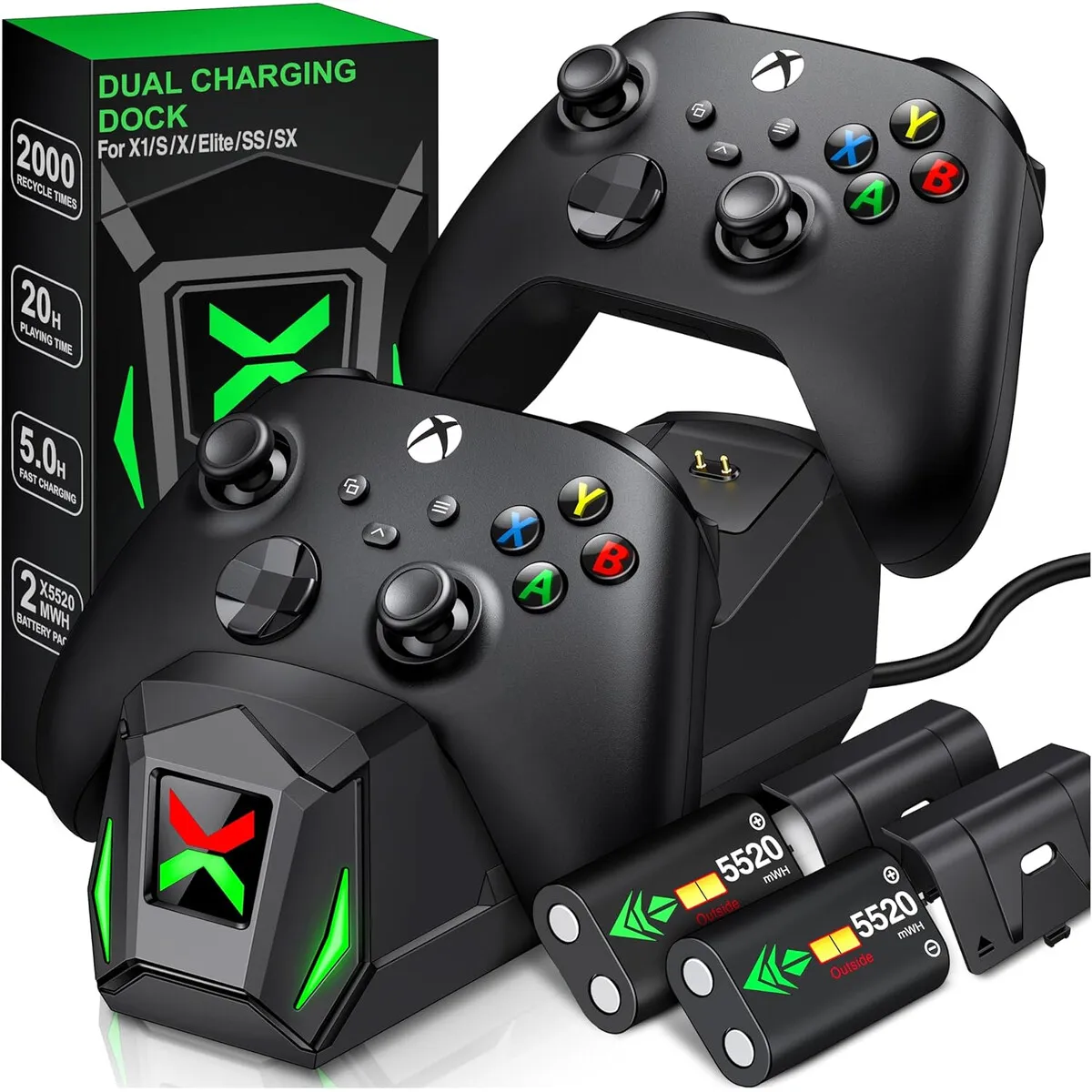 XBOX - Cargador NinABXY 2x5520mWh Bateraa Xbox Series XSOne