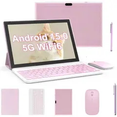 GENERICO - Tablet ZZB 10 Android 15 8GB 32GB 2en1 Teclado Rosado