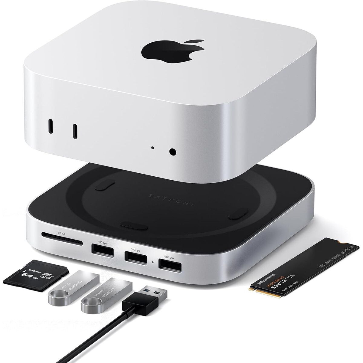 SATECHI - Hub Satechi Mac Mini M4 Soporte NVMe SSD 4TB USB 3.2