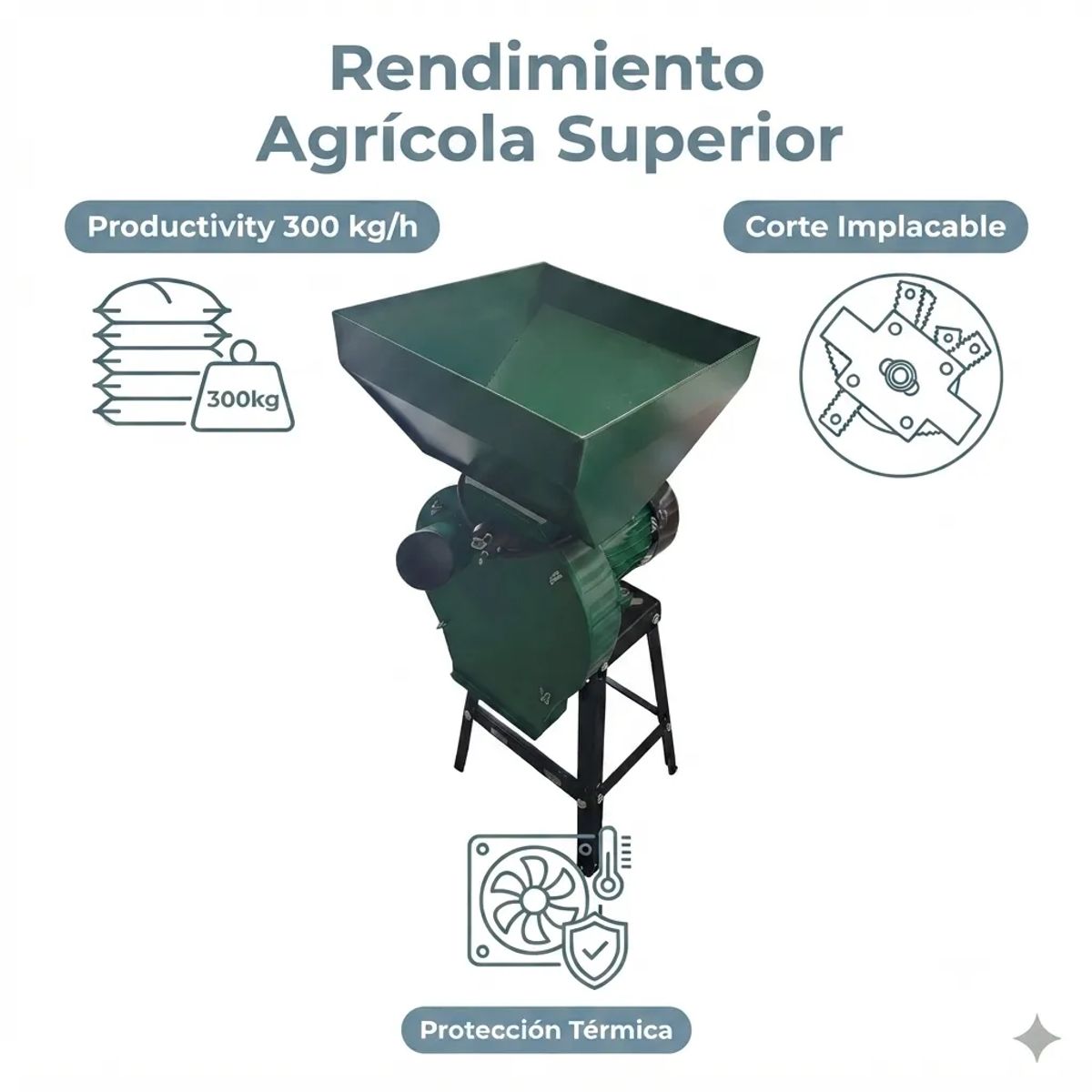 GENERICO - Molino Chancador Eléctrico Alimento De Animales 200 Kg