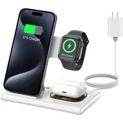 APPLE - Cargador inalaambrico 3 en 1 plegable blanco