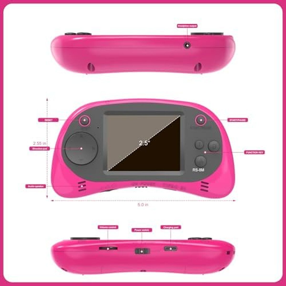 GENERICO - Consola Portatil EMODS RS8M 16 Bit 220 Juegos 2.5 LCD