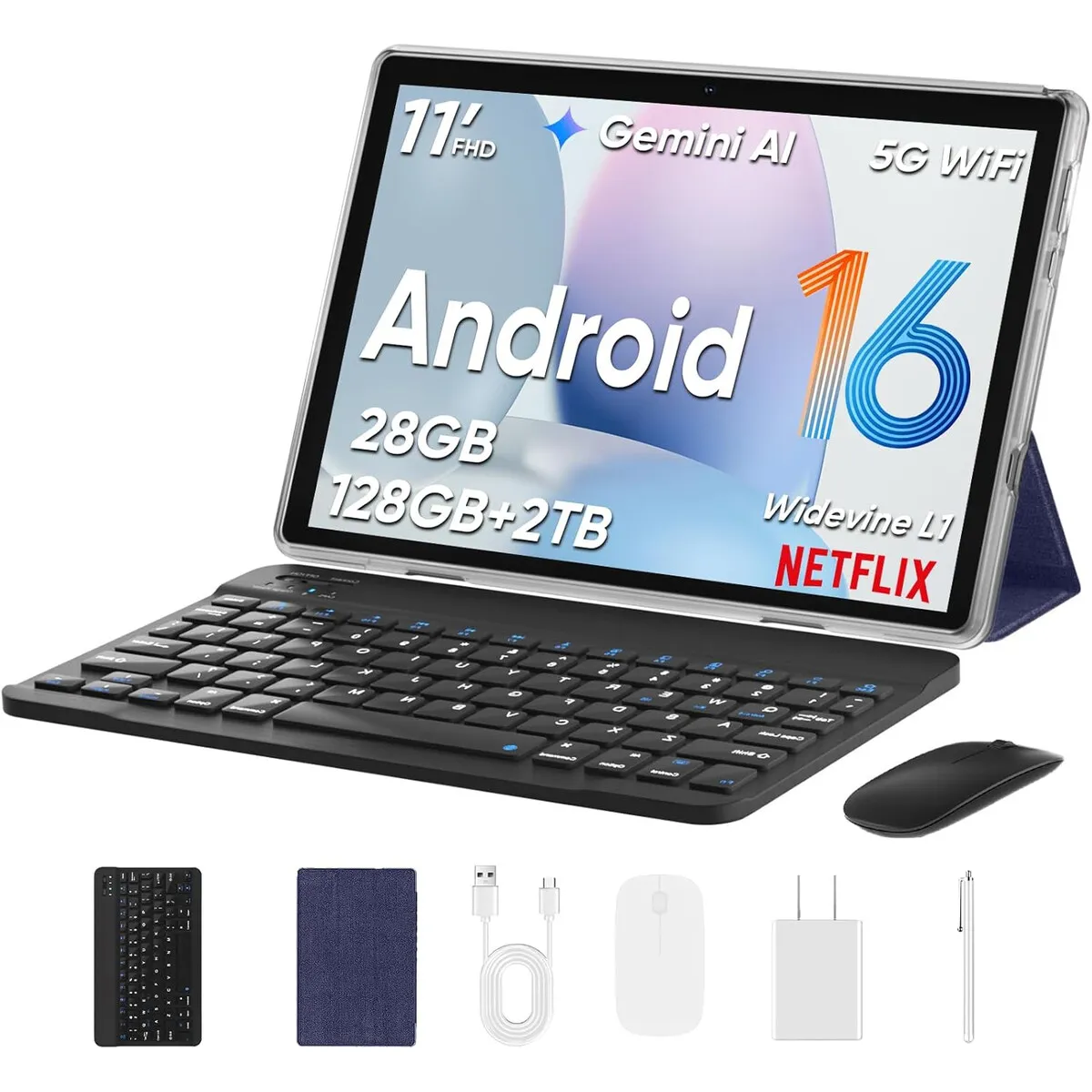 GENERICO - Tablet TUOHAITIME 11 Android 16 28GB 128GB WiFi6 Teclado