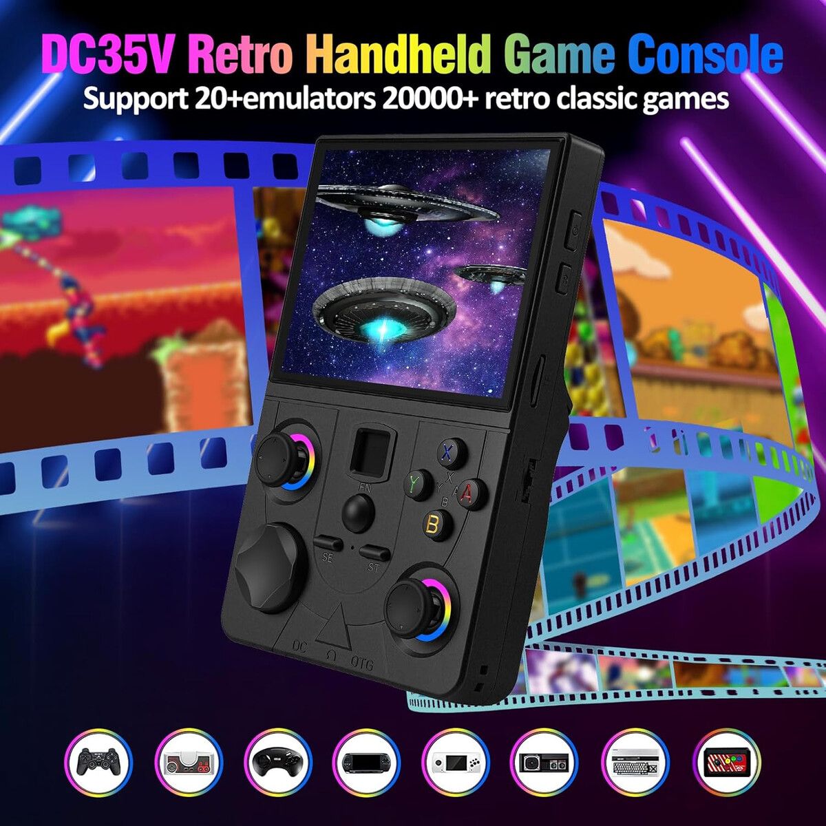 GENERICO - Consola Retro Portaatil EraVortx DC35V Pantalla IPS 3,5 64GB