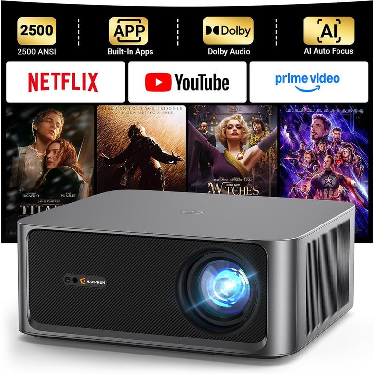 GENERICO Proyector Exterior HAPPRUN KC7 PRO 2500 ANSI Lumens 4K HDR10
